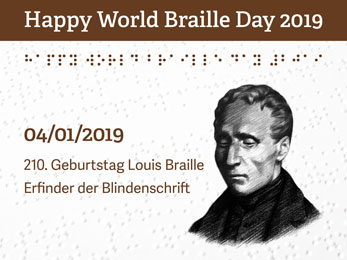 Welt-Braille-Tag 2019 - 210. Geburtstag von Louis Braille